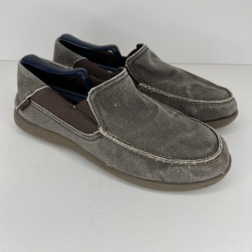 Crocs Santa Cruz Loafers Men's Size 9 Slip-On Canvas Khaki Shoes 202056 - Picture 2 of 9